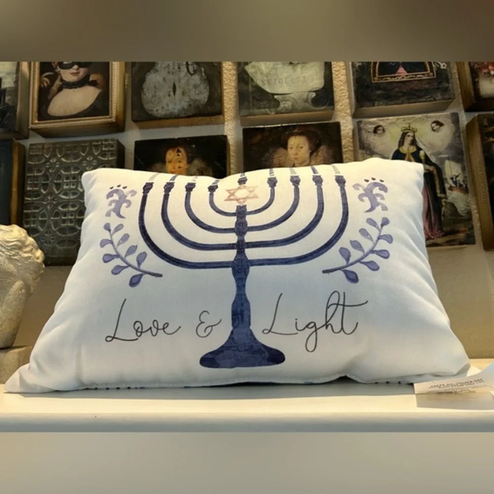 One Bella Casa‎ Love & Light Hanukkah Menorah Candle Decorative Filled Pillow